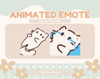 Crying White Cat Animated Emote: Twitch, Discord, YouTube (Digital Download)