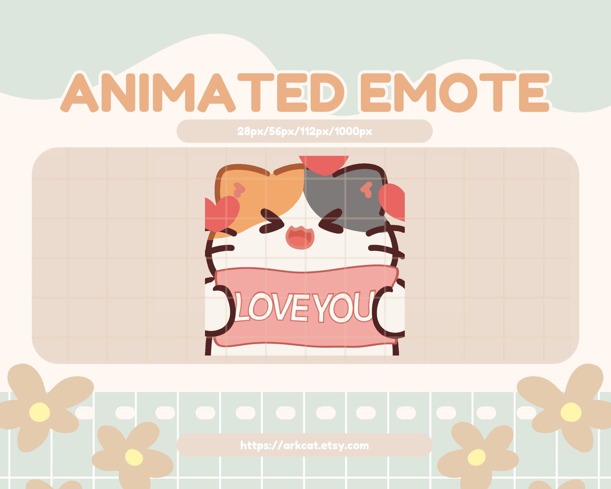 Calico Cat Animated Emote – Love You Banner, Twitch Discord Stream (GIF ...