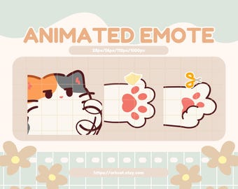 Animated Rock Paper Scissors Emote Pack: Calico Cat Twitch/Discord (GIF Digital Download)