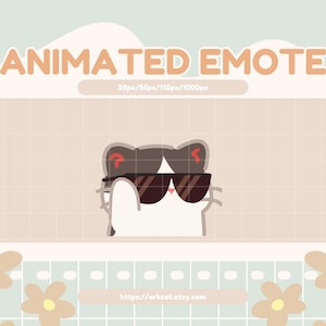 Shades Emote – Black and White Cat Lowering Sunglasses and Winking | Twitch, Discord, YouTube Animated Emote | Cow Cat