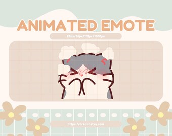 Gesto animado de gato gris: Gatito sonrojado y tímido (descarga digital GIF)