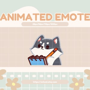 Taking Notes Emote – Animated Husky Puppy Writing Down Notes for Twitch Discord YouTube Stream