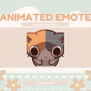 Animerad tom blickkatt-emote – Calico Cat Void Stare | Utmanande reaktions-GIF för Twitch Discord