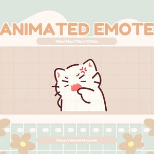 Furious White Cat Animated Emote for Twitch, Discord, YouTube (Digital Download)