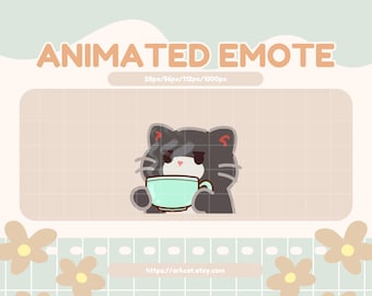 Tuxedo Cat Coffee Emote: Animated Twitch, Discord, YouTube (Digital Download)