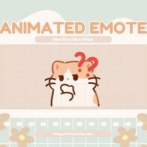 Verwirrte Katze Emote – Orange und weiße Katze mit Fragezeichen für Twitch, Discord und YouTube
