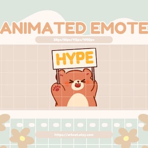 Hype Bear Emote – Cute Brown Bear Cheering and Celebrating Animated Emote for Twitch, Discord, and YouTube