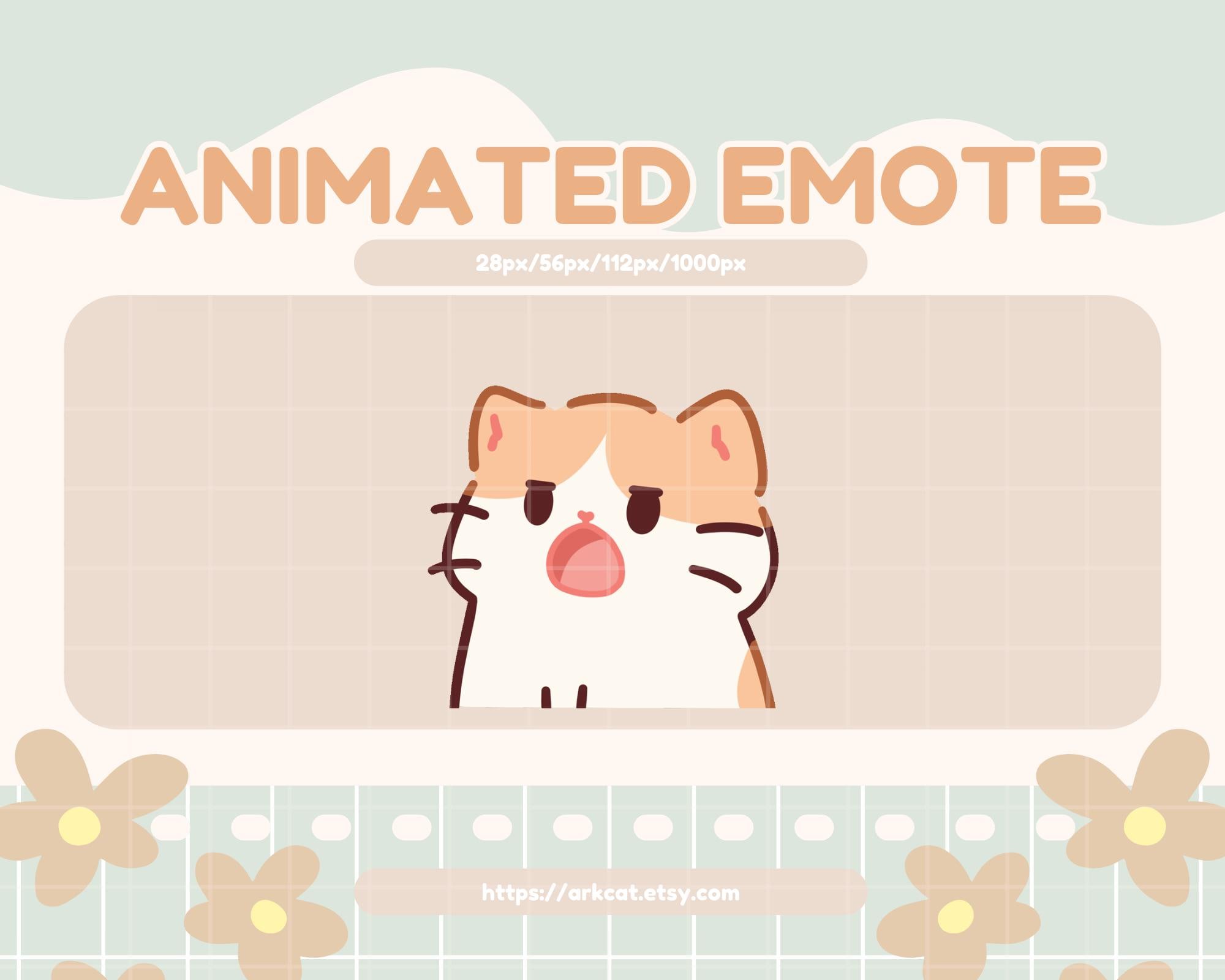 Shocked White Cat Emote Huh Emote Cute Animated Emote for Twitch ...
