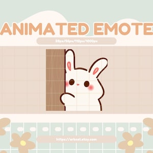 Animowana emotka podglądającego króliczka: Twitch, Discord, YouTube (pobieranie pliku GIF w formacie cyfrowym)