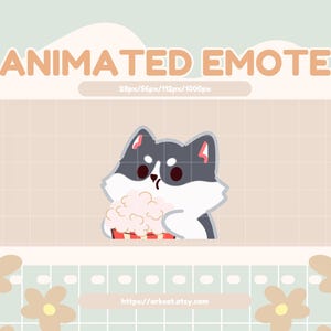 Animated Husky Dog Popcorn Emote: Twitch, Discord, YouTube (GIF Digital Download