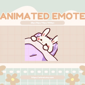 Sleeping Bunny Emote – Cute White Bunny Sleeping Under Blanket for Twitch, Discord, YouTube