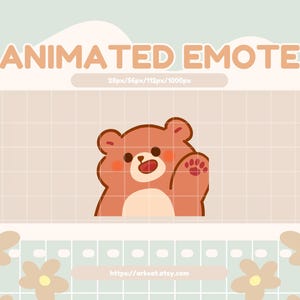 Super Cute Bear Waving Hi and Bye Emote – Adorable Animated Happy Bear Emote for Twitch, Discord, and YouTube
