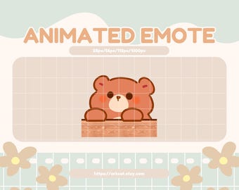 Peeping Brown Bear Emote – Cute Bear Peeking Over Table Animated Emote for Twitch, Discord, and YouTube