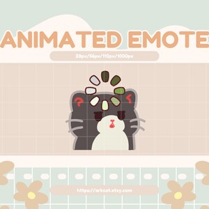 May include: Animated emote of a black cat with a white face and a loading circle above its head. The loading circle is green, white, and gray.