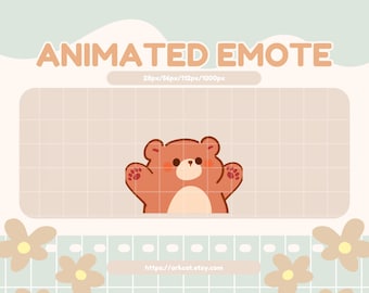 Animated Happy Emote – Cute Brown Bear Jumping with Excitement for Twitch, Discord, YouTube