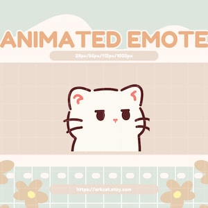 Animated Emote Cute White Cat - Walking Emote for Twitch, Discord, Youtube, Stream