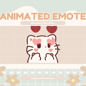 Animierte Emote Süße Katze - Weiße Katze Herz Emote für Twitch, Discord, Youtube, Stream
