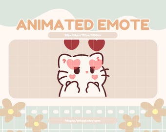 Animated White Cat Heart Emote – Stream Overlay (Digital Download)