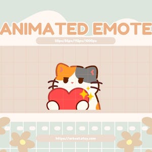 Calico Cat Heart Hug Emote: Animated Twitch, Discord, YouTube