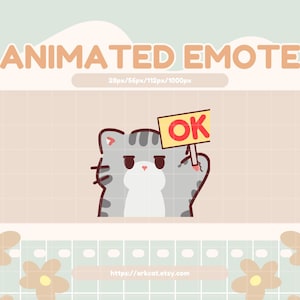 Gray Cat OK Emote: Animated Twitch, Discord, YouTube (Digital Download)