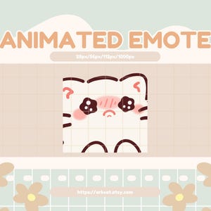 Animated Teary Cat Emote: White Cat Sobbing Twitch/Discord Stream (GIF Digital Download)
