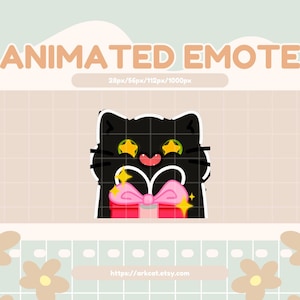 Gift Emote – Animated Black Cat with Present | Twitch Discord YouTube Streaming