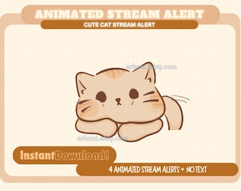 CUTE CAT STREAM Alert - Animated for Twitch/Youtube/StreamLab/Obs streamers | Instant Download