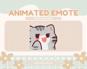Emote Bleh de gato gris animado: Twitch, Discord, YouTube (descarga digital GIF)
