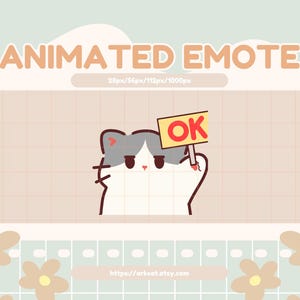 Okay Emote – Gray and White Cat Holding OK Sign for Twitch, Discord ...