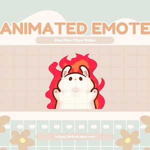 Hellmo Fire Emote - Cute Bunny Meme Emote with Fire Background for Twitch, Discord & YouTube