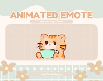 Orange Tabby Cat Coffee Emote: Animated Twitch, Discord, YouTube