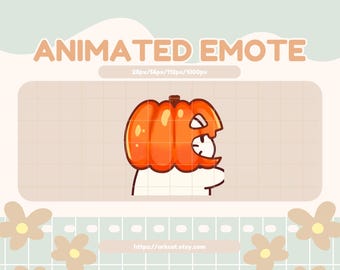 Pumpkin Head Cat Animated Emote: Twitch/Discord Stream (GIF Digital Download)