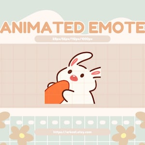 Weißer Hase frisst Karotte Emote – Süßer animierter Hase Emote für Twitch, Discord, YouTube