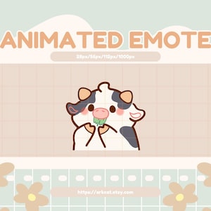 Animated Cow Eating Grass Emote – Cute Cow Animation for Twitch, Discord, OBS and YouTube