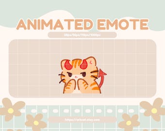 Evil Orange Tabby Cat Emote with Horns – Mischievous Devil Cat for Twitch, Discord, YouTube