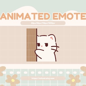 Animated White Cat Peeking Emote: Twitch, Discord, YouTube (Digital Download)