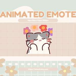 Blissful Emote – Gray and White Cat Animation for Twitch, Discord, YouTube, and Streaming Reactions