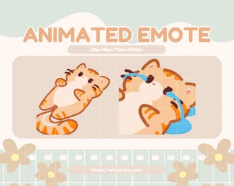 Orange Tabby Cat lying on the floor crying emote - Crying Animated Emote Cute Cat -  for Twitch, Discord, Youtube, Stream