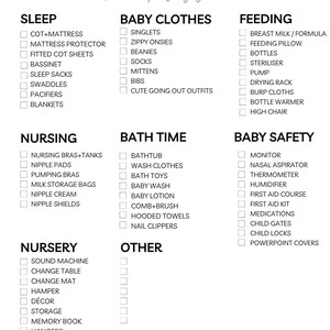 Newborn Checklist Download PRINTABLE File