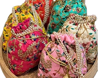 100 pcs Traditional Indian Potli, Women Handbag, Handmade Bag, Christmas Gift, Clutch Purse, Wedding Favours, Wholesale Lot, Return Gifts