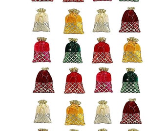 100pcs Dry Fruit Potli Gift Wrapping bags Handmade Women's Handbag Purse Potli Bag Pouch Drawstring Bag Wedding Favor Return Gift For Guests