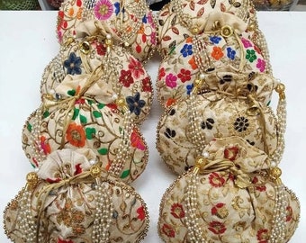 100 pcs Traditional Indian Potli, Women Handbag, Handmade Bag, Christmas Gift, Clutch Purse, Wedding Favours, Wholesale Lot, Return Gifts