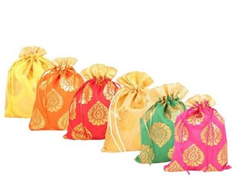 100pcs Gorgeous Gift Wrapping bags Handmade Women's Handbag Purse Potli Bag Pouch Drawstring Bag Wedding Favor Return Gift For Guests