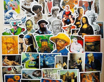 Van Gogh Art Stickers, Renaissance Waterproof Decals (50pcs)