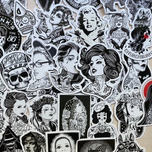 Gothic Tattoo Stickers, Waterproof Vinyl Decals for Laptop, Phone (50pcs)