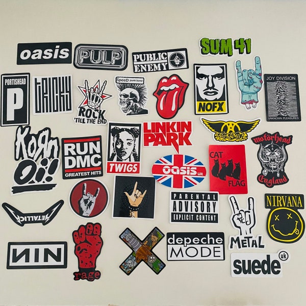 50pcs Rock N Roll Music Heavy Metal Music Punk Rock Band Stickers Phone Laptop Decals Waterproof Vinyl stickers Rock and Roll 77,U2