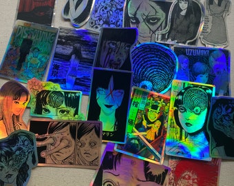 Holographic Japanese Horror Manga Stickers Phone Laptop Decals