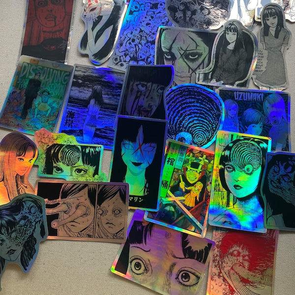 Holographic Japanese Horror Manga Stickers Phone Laptop Decals