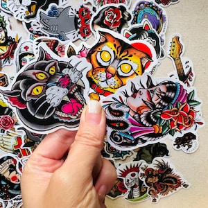 50pcs Old School Tattoo Stickers Phone Laptop Decals Waterproof Vinyl stickers dark gothic decals graffiti stickers Horror stickers