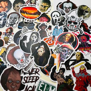50pcs Classic Horror Movie Stickers Halloween theme Horror theme Phone Laptop Decals Zombie stickers Halloween Decors